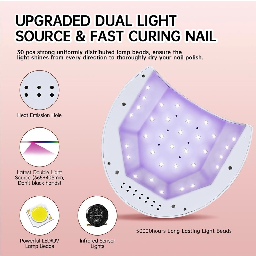 NIB New Tolansi 48W UV Light Bling Cordless Nail Lamp in White - Picture 12 of 15